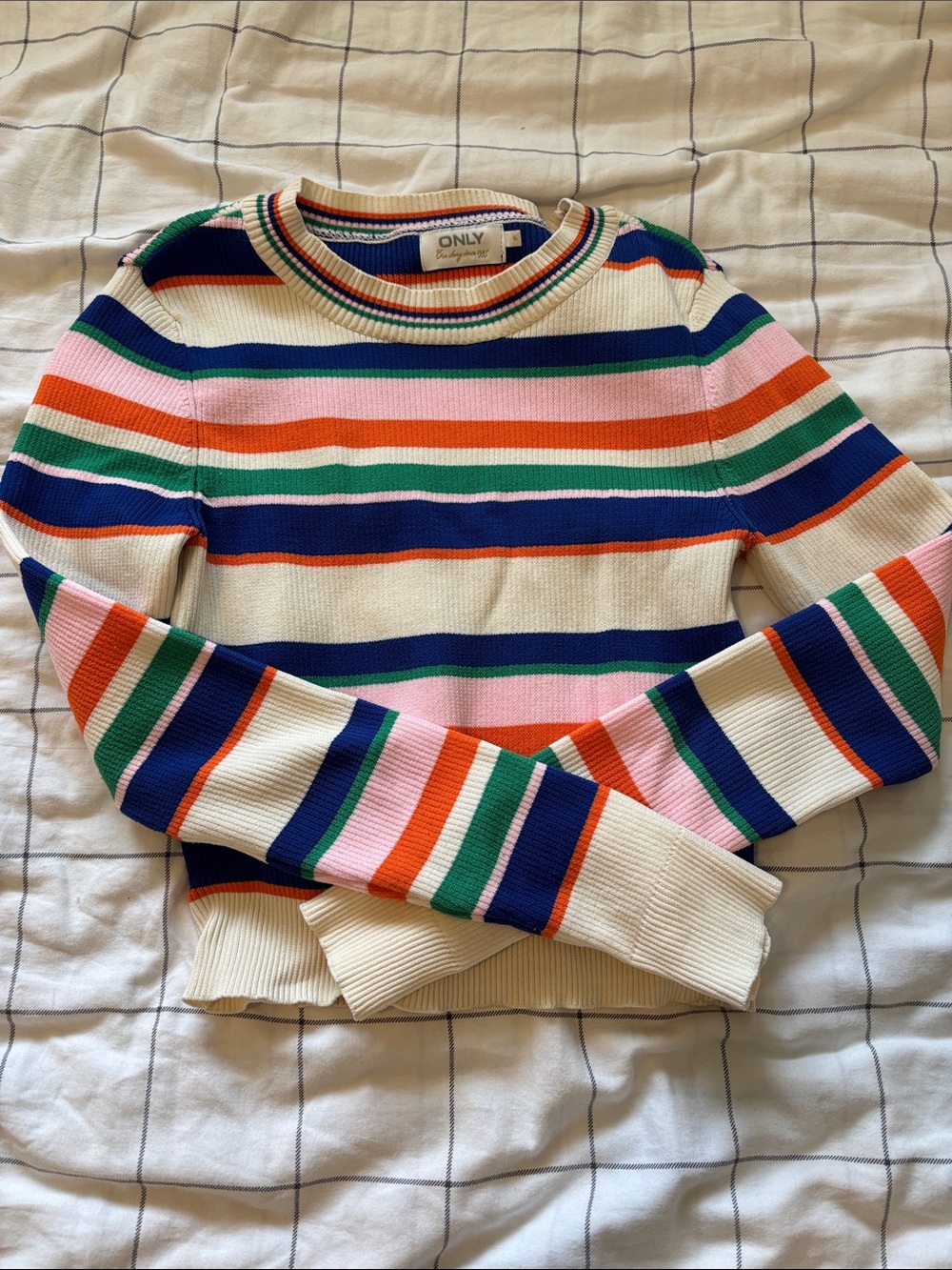 Only long sleeve multi color striped ribbed shirt (women’s)